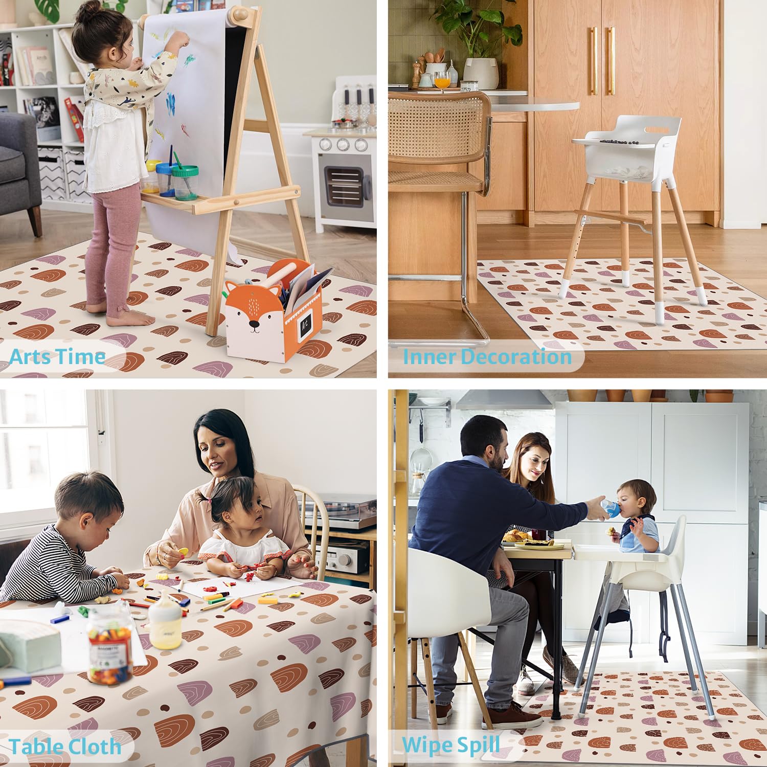 Blissful Diary multi-use splat mat doubles as a tablecloth for messes.