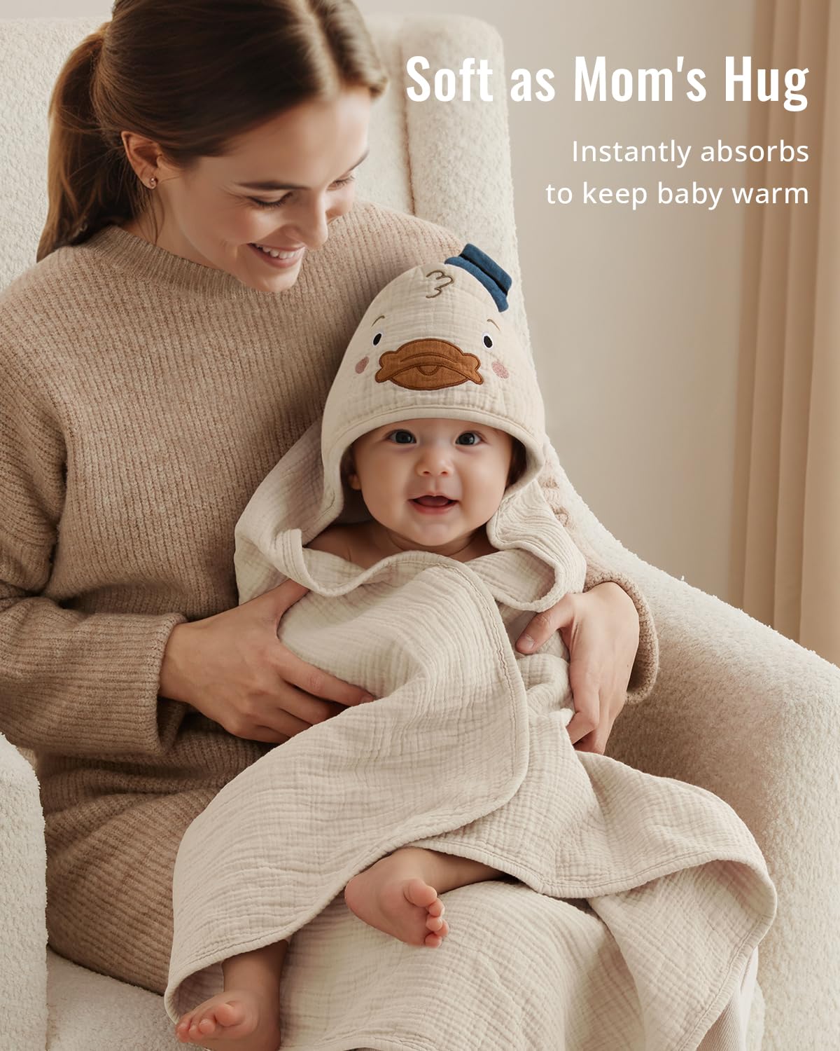 Blissful Diary hooded towel 32x32; large coverage for baby