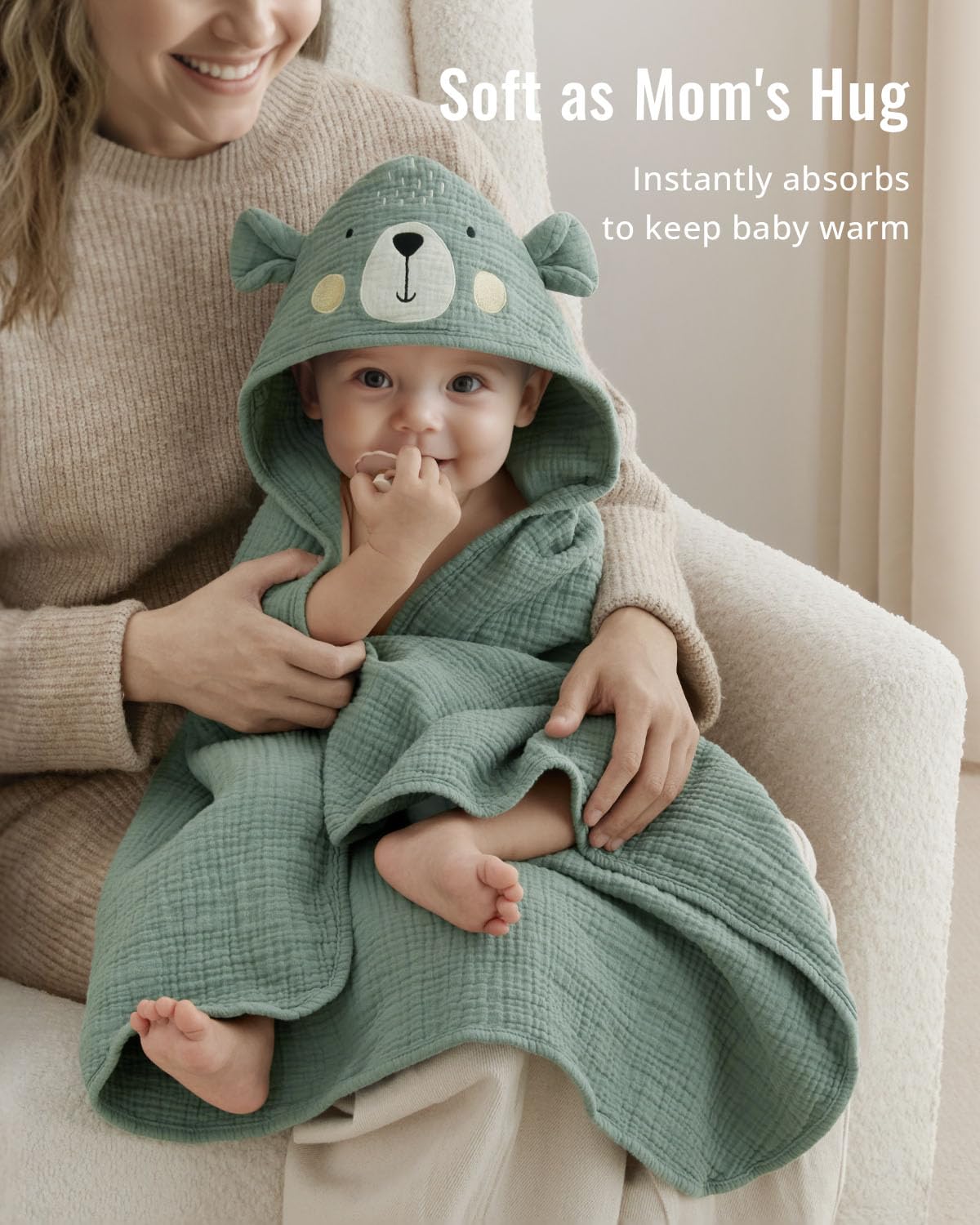 Blissful Diary muslin towel 32x32 size displayed with toddler
