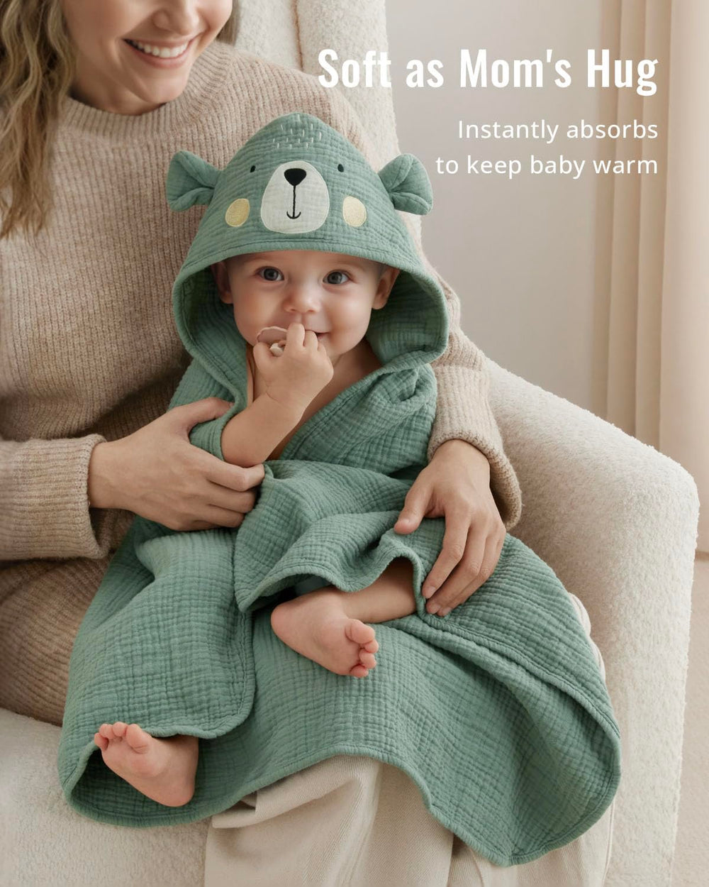 Blissful Diary muslin towel 32x32 size displayed with toddler