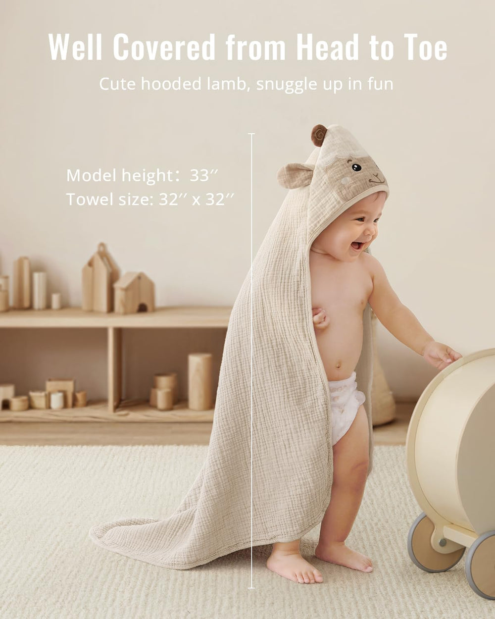Blissful Diary lamb-design hooded towel adds playful bath time charm.