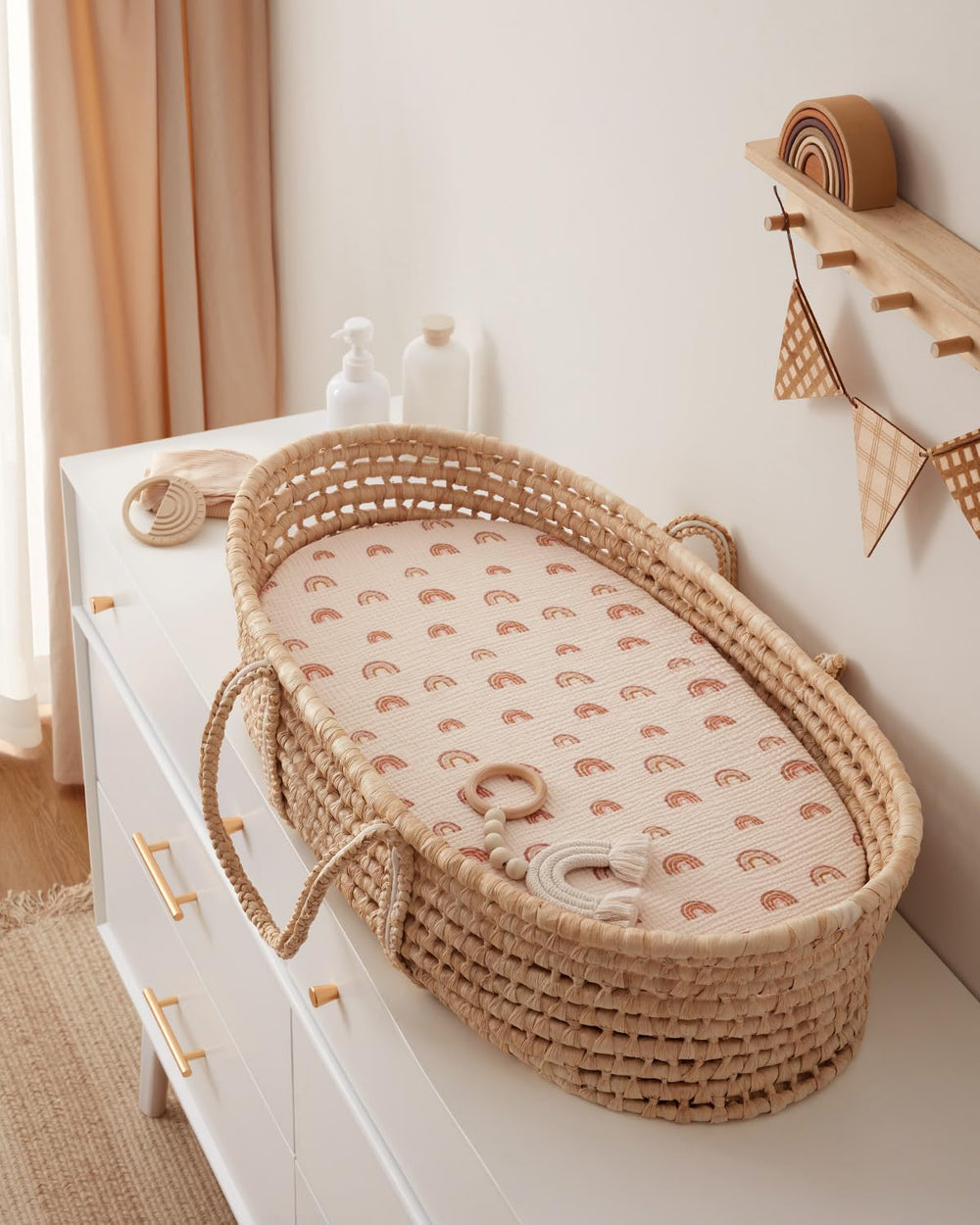 Blissful Diary muslin bassinet sheet soft texture feels gentle against baby's skin.