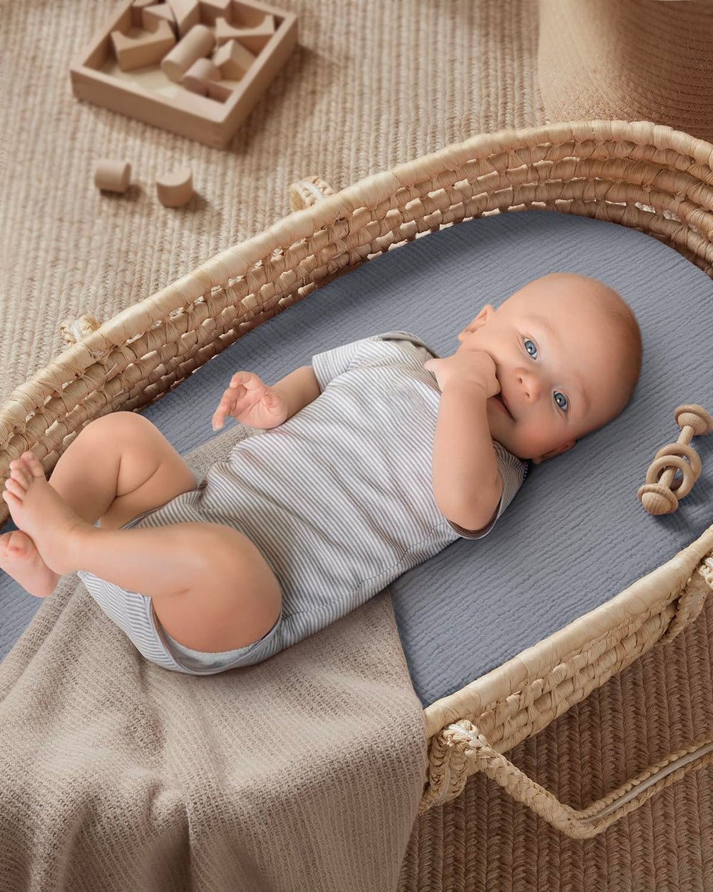 Blissful Diary boho-pattern closeup showcases chic nursery decor options.
