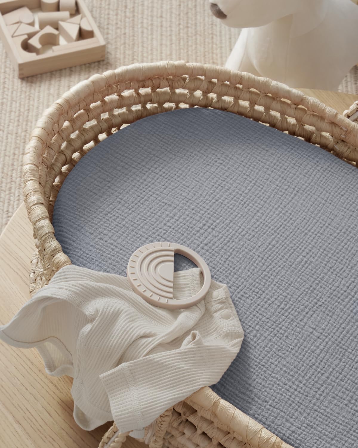 Blissful Diary bassinet sheets fit oval hourglass mattresses for versatility.