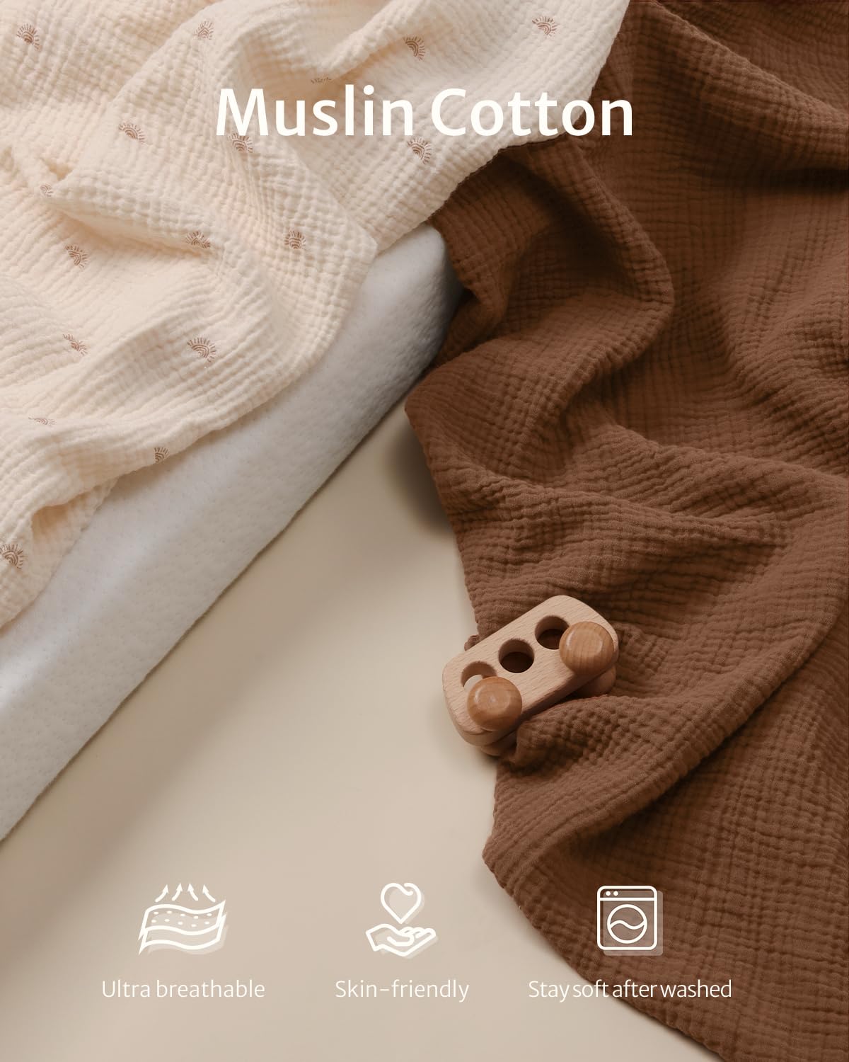 Blissful Diary changing pad cover Brown close-up; stylish nursery print