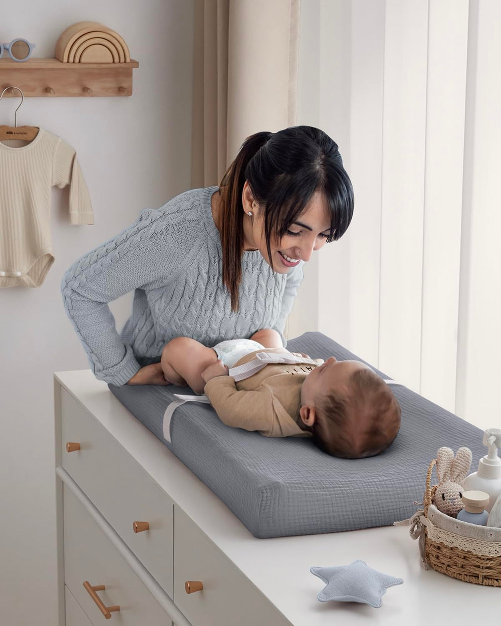 Blissful Diary muslin changing pad cover fit range demonstrates compatibility with pads