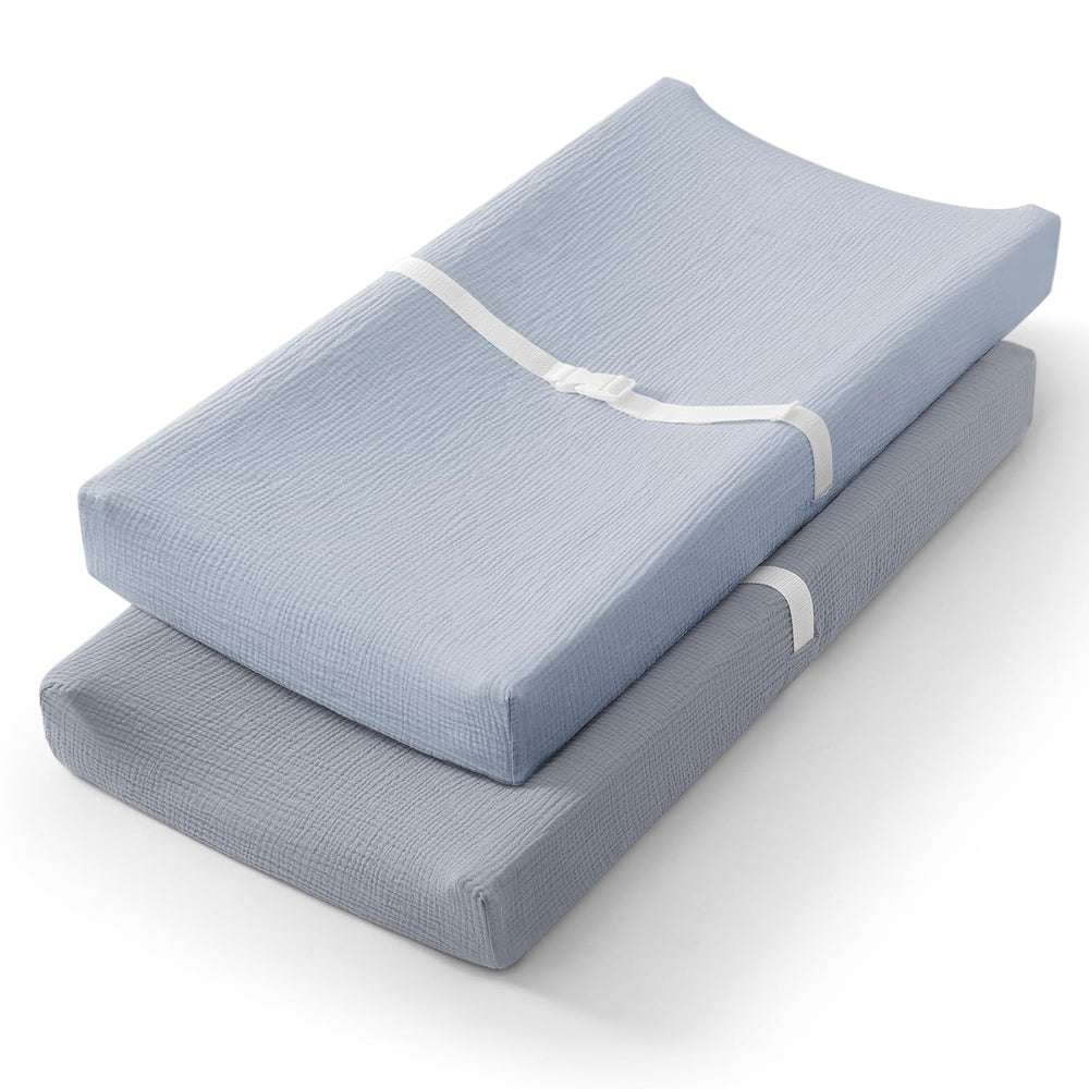 Blissful Diary muslin changing pad cover light blue close-up for baby skin comfort
