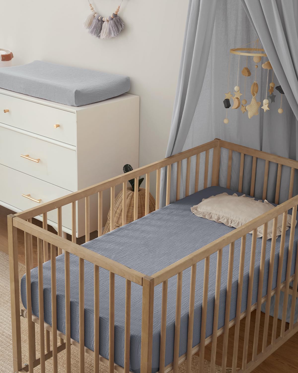 Blissful Diary muslin crib sheet fits 52x28 inch standard mattress