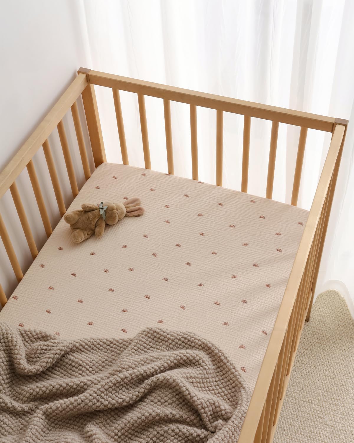 Blissful Diary soft-touch muslin sheet helps delicate baby skin stay comfy