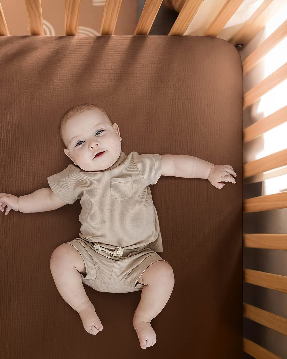 Blissful Diary muslin mini crib sheets closeup fabric shows breathable double-layer