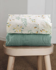 Blissful Diary muslin mini crib sheets two-pack display easy swaps and style options