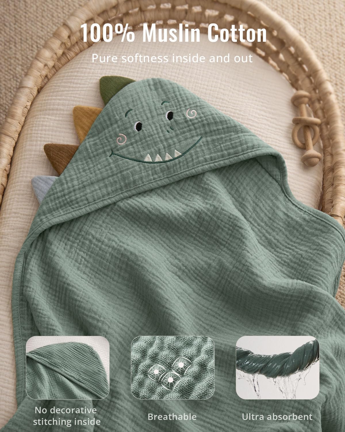 Blissful Diary muslin towel close up highlighting quick absorbency and softness
