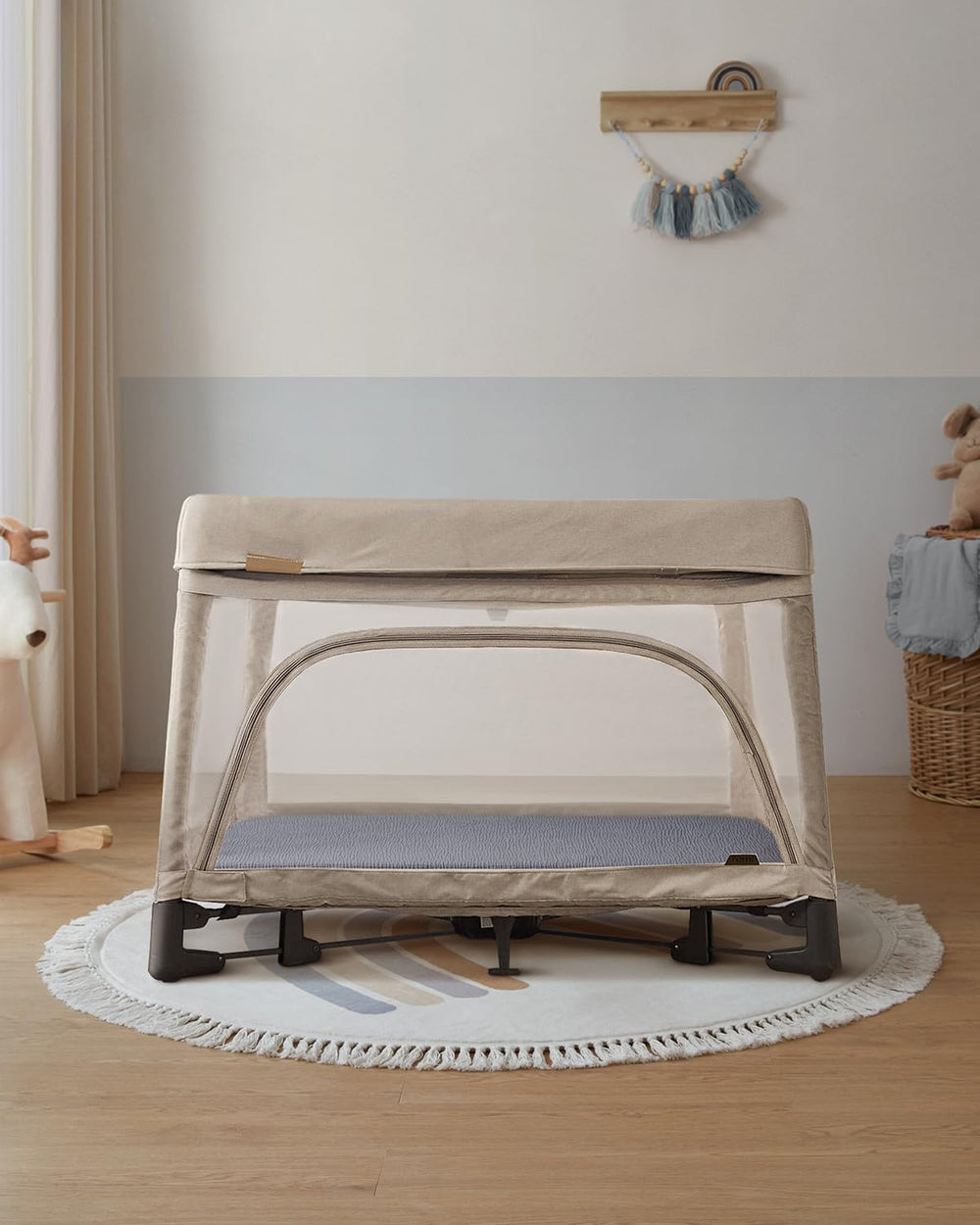 Blissful Diary pack-n-play sheet being changed quickly shows practicality