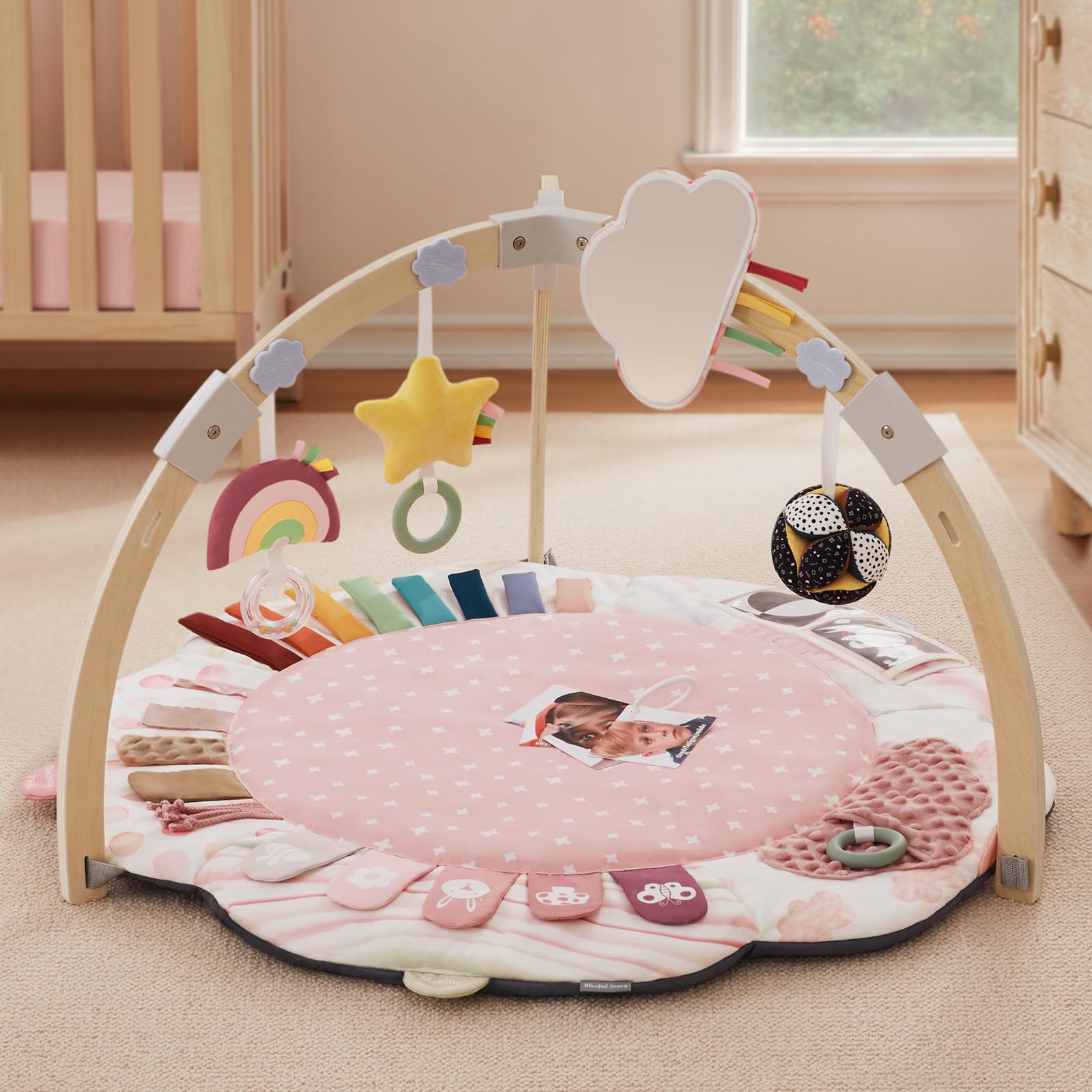 Blissful Diary pink flower design enhancing nursery décor and charm.