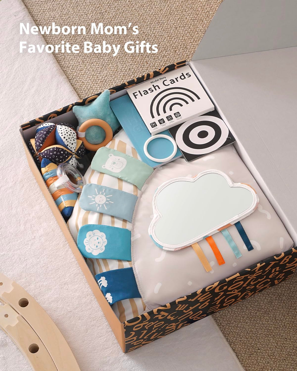 Blissful Diary Play Gym soft fabric mat offers cozy, safe space for newborn play.