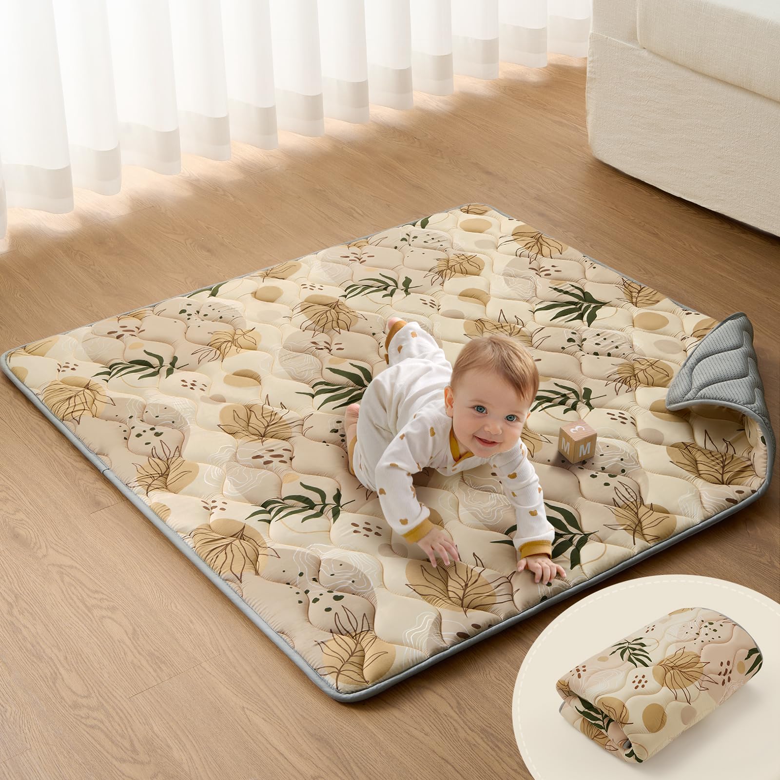 Blissful Diary foldable play mat for travel, portable 43-inch surface for on-the-go play