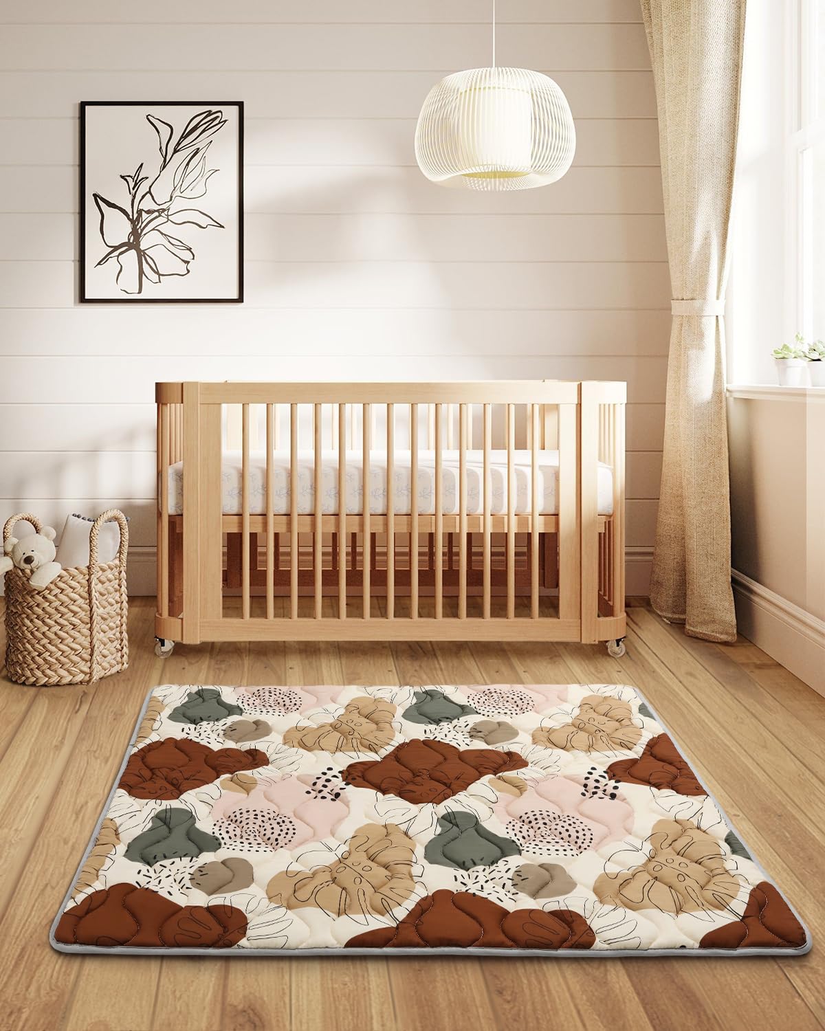 Blissful Diary playmat fits standard playpens for a versatile space.