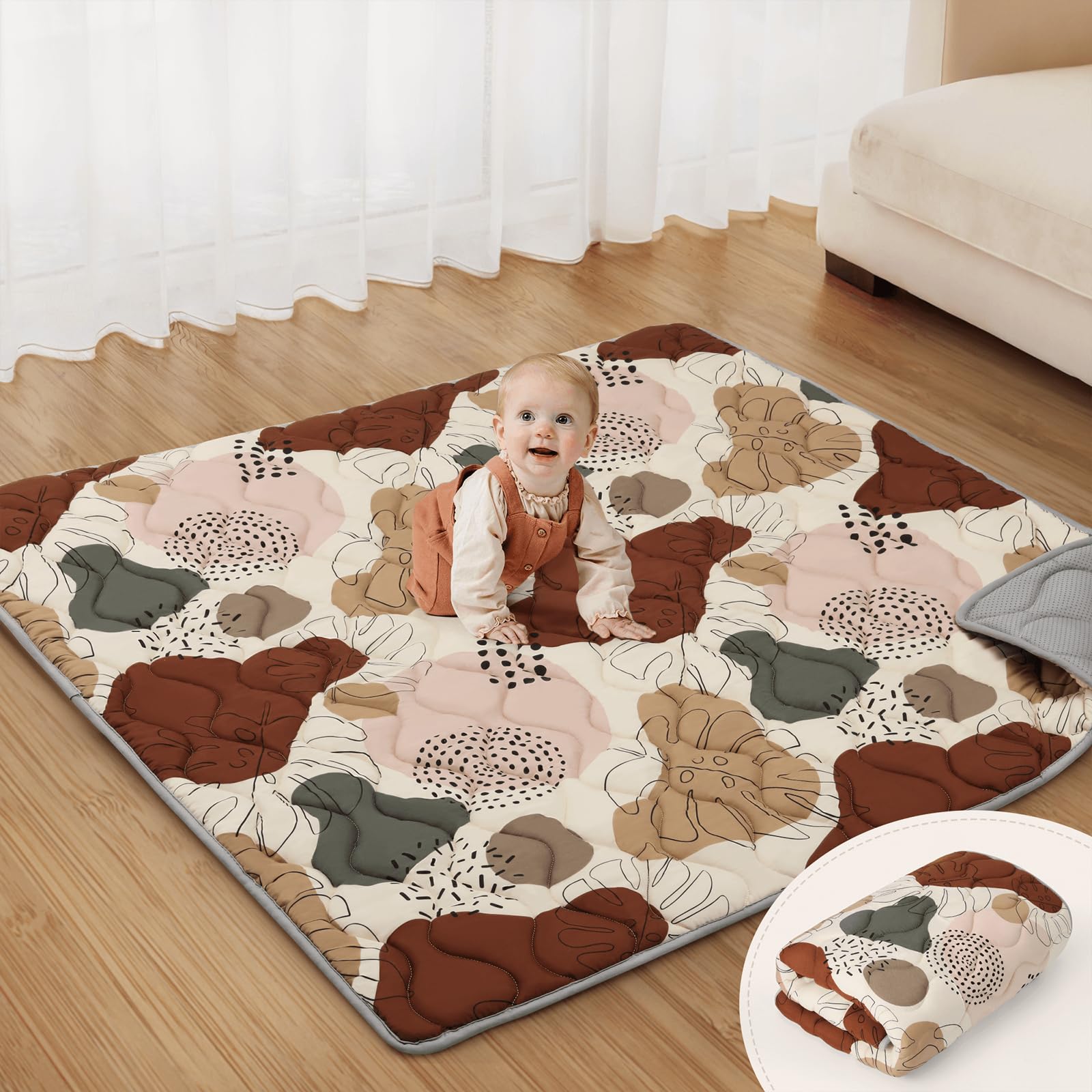Blissful Diary portable baby play mat folded for compact storage and travel.