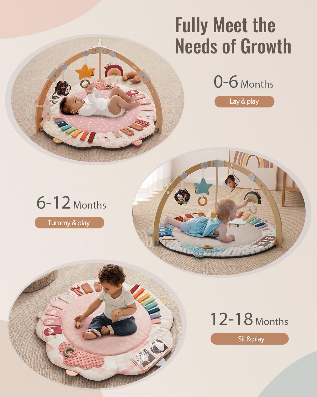 Blissful Diary rainbow rattle adding color, sound, and engagement.