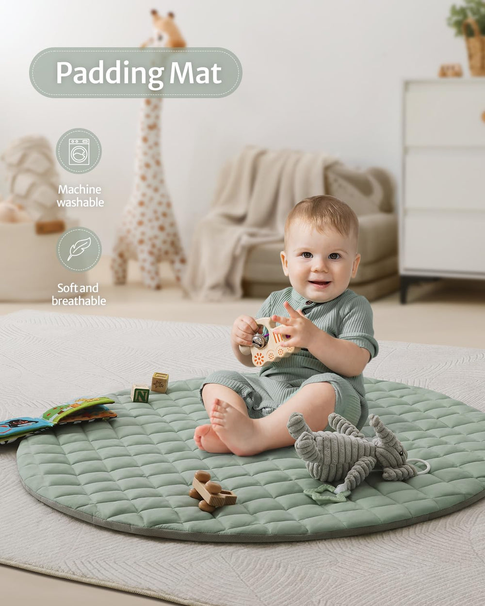 Blissful Diary rattle toy promotes hearing development through gentle sounds.