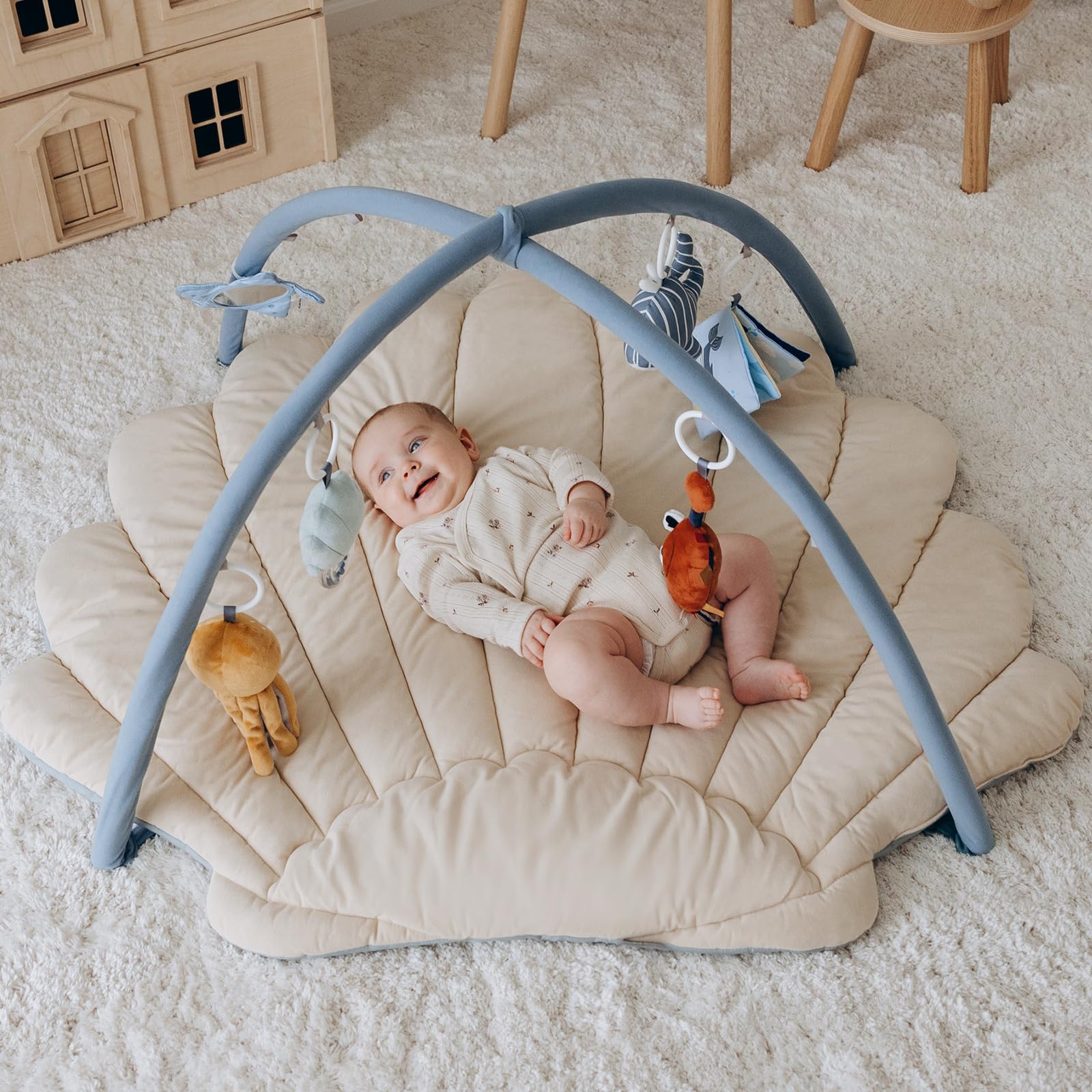 Blissful Diary Shell Play Gym mat showcasing the enlarged spacious design for longer play sessions