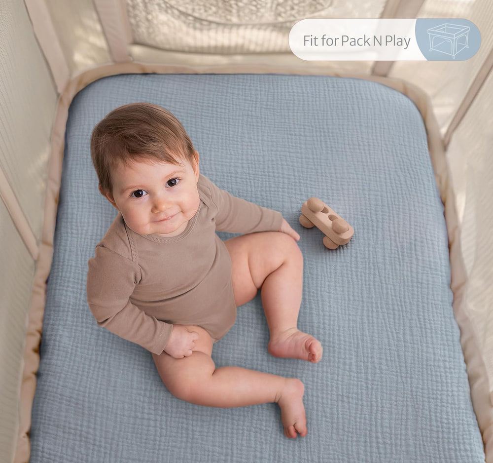 Blissful Diary two-pack baby sheets image highlights convenient bedding refresh