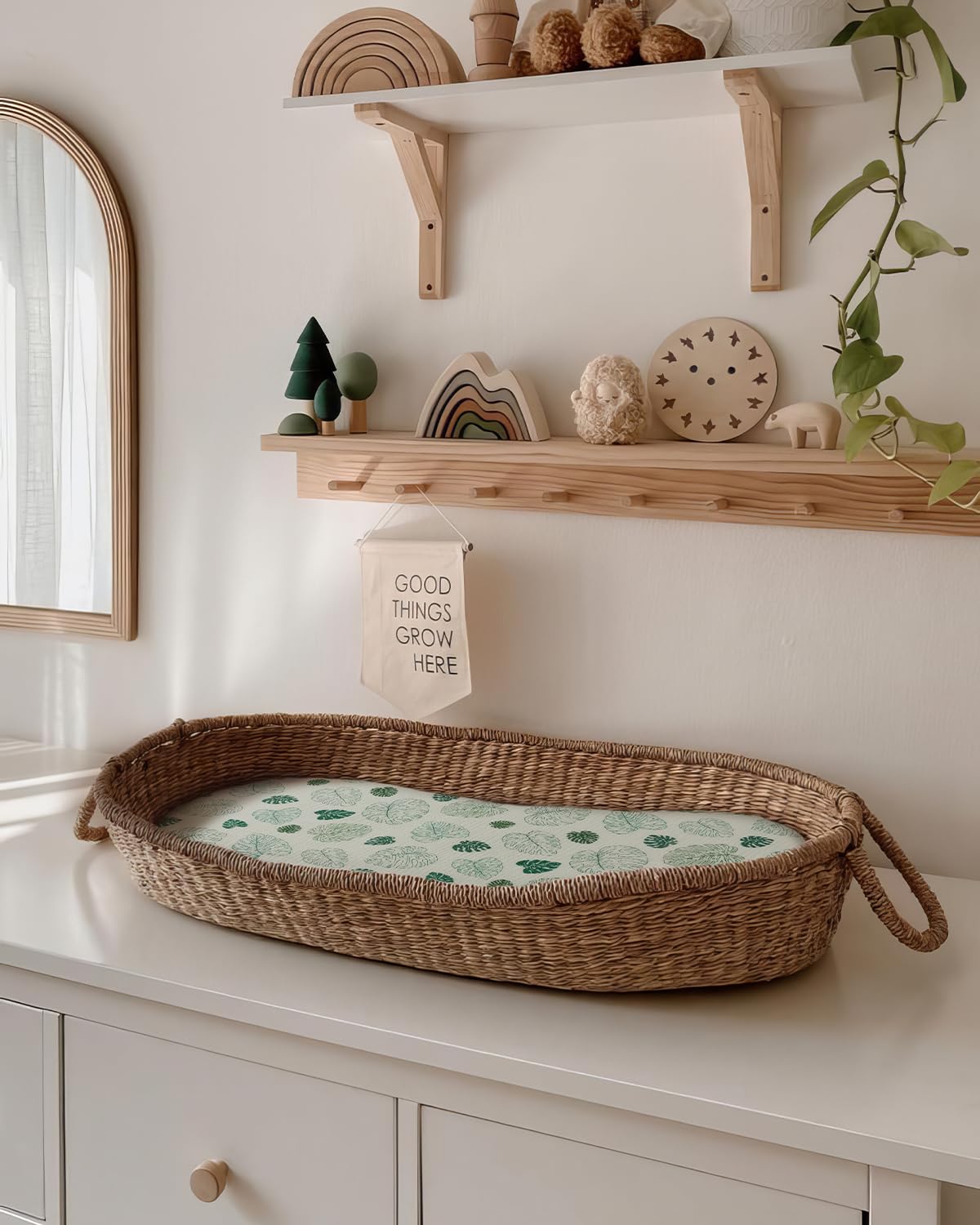 Blissful Diary two-pack bassinet sheets provide convenient styling options.