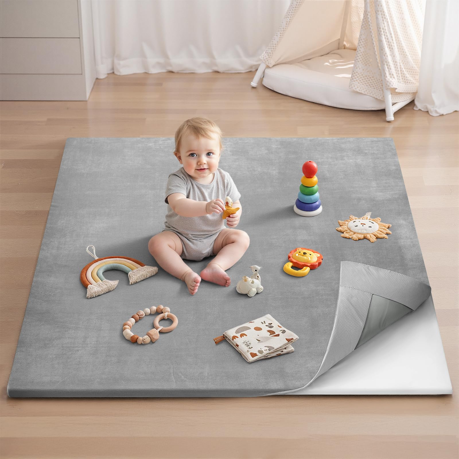 Blissful Diary Ultra Soft Play Mat cover removable: easy cleaning for a tidy, safe play space.