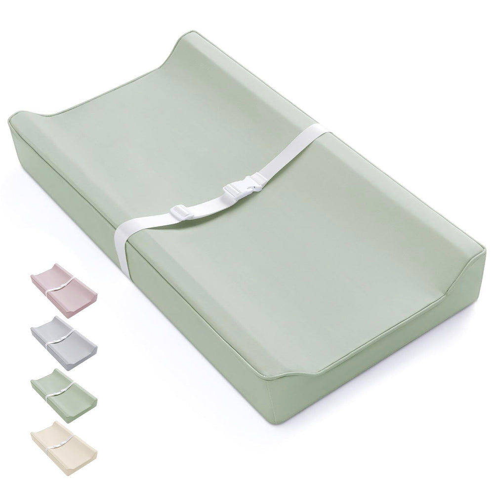 Blissful Diary vegan leather changing pad shows waterproof surface for quick cleanups and calm diaper changes