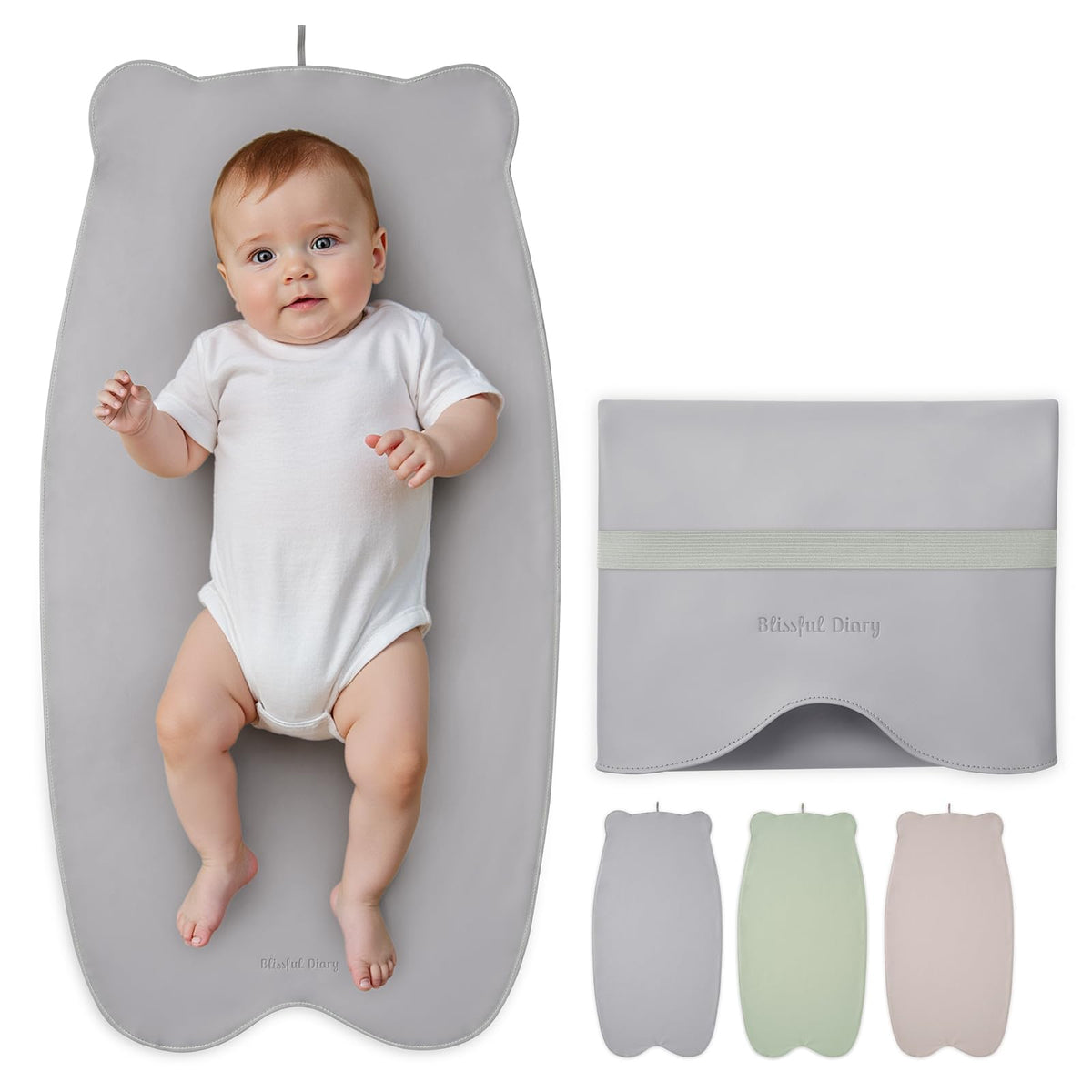 Blissful Diary vegan leather changing pad waterproof, wipe-clean surface for quick diaper changes.