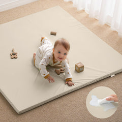 Blissful Diary vegan leather play mat with cushioned foam for safe tummy time and play