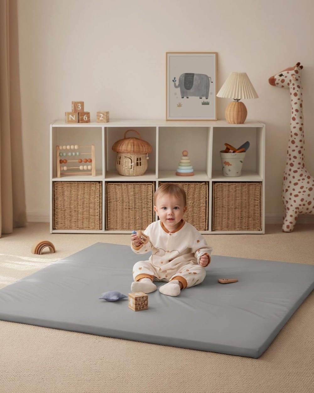 Blissful Diary wipe-clean play mat surface demonstrates quick maintenance after snacks.