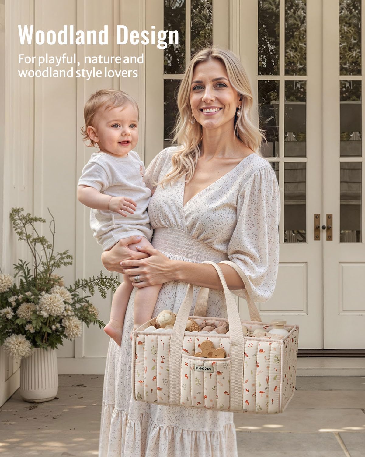 Blissful Diary Woodland Diaper Caddy gift-ready packaging for baby showers