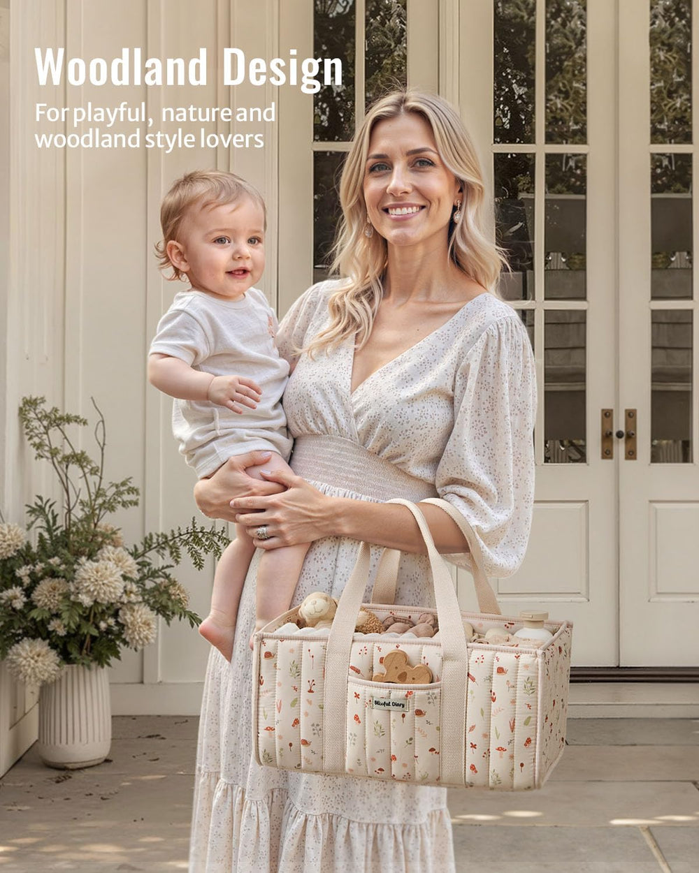 Blissful Diary Woodland Diaper Caddy gift-ready packaging for baby showers
