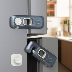 Blissleaf fridge lock with adhesive pads for quick, tool-free installation on cabinets