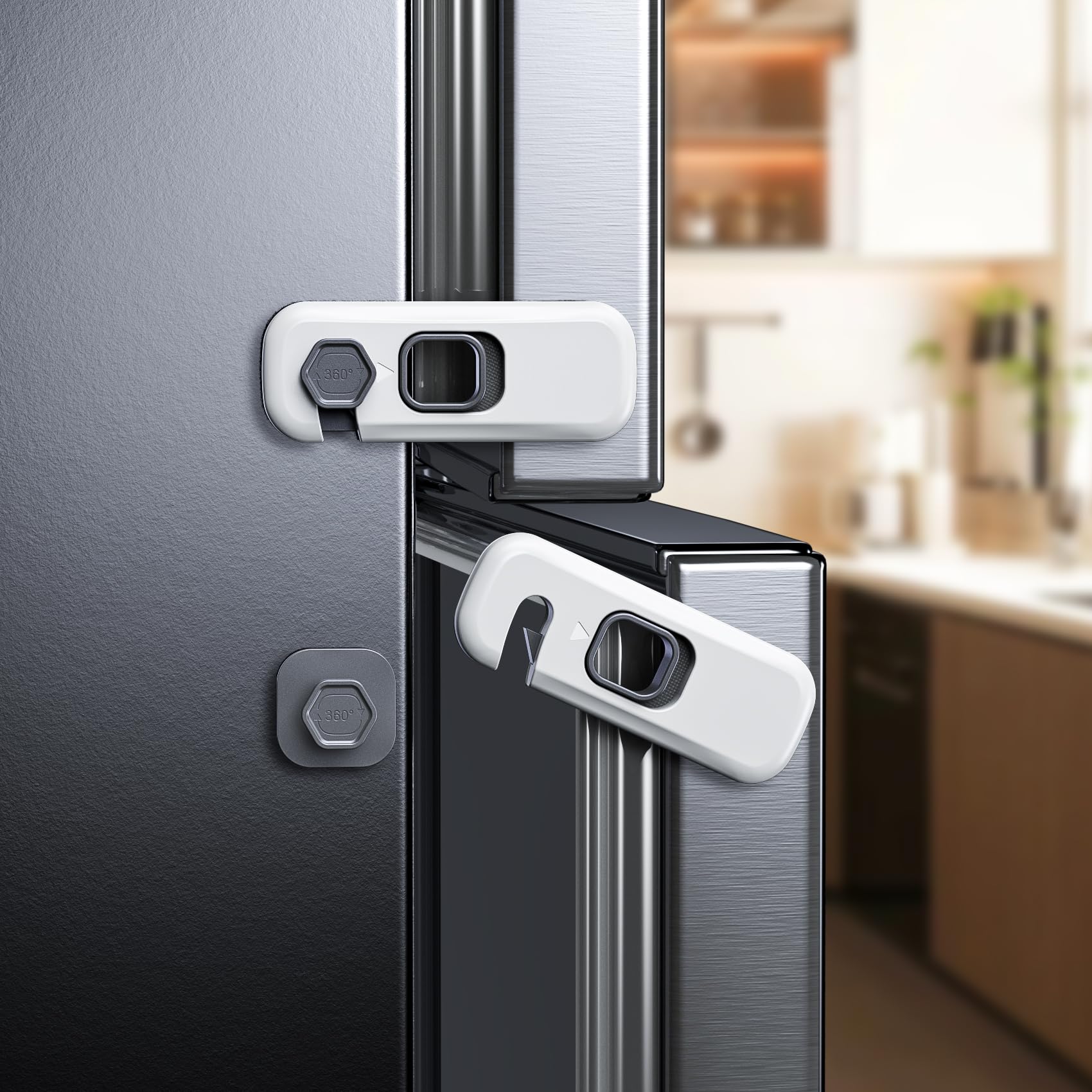 Blissleaf fridge locks 5-pack with adhesive pads demonstrates tool-free installation for safer cabinets.