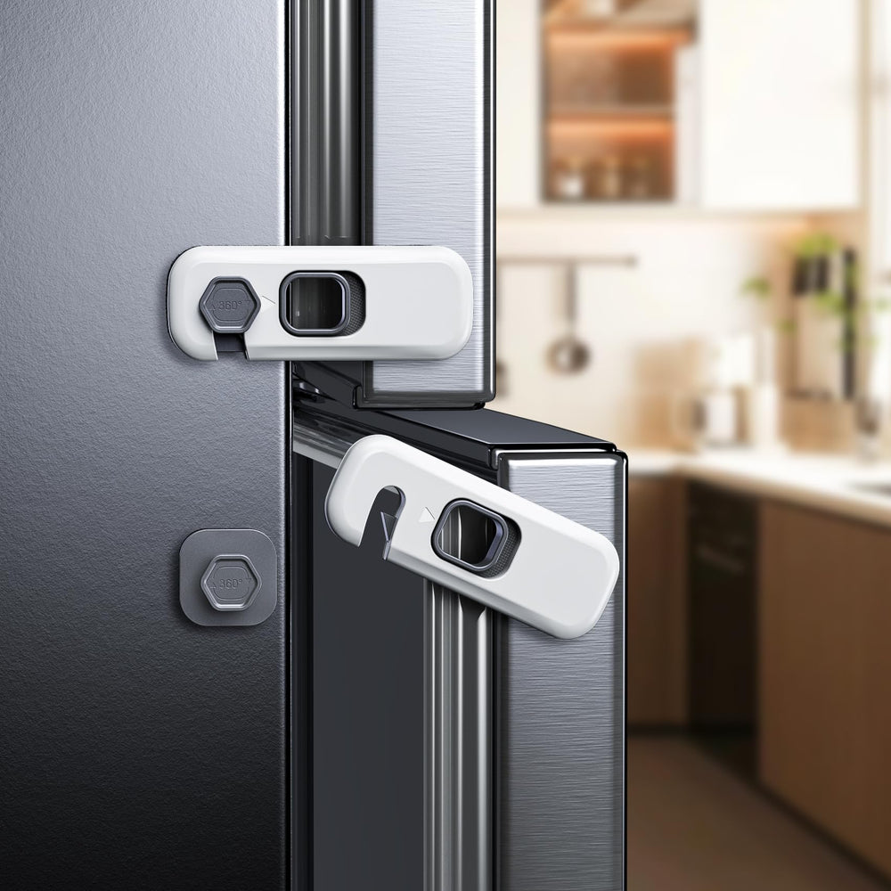 Blissleaf fridge locks pack secures doors, helping prevent accidents for curious toddlers.