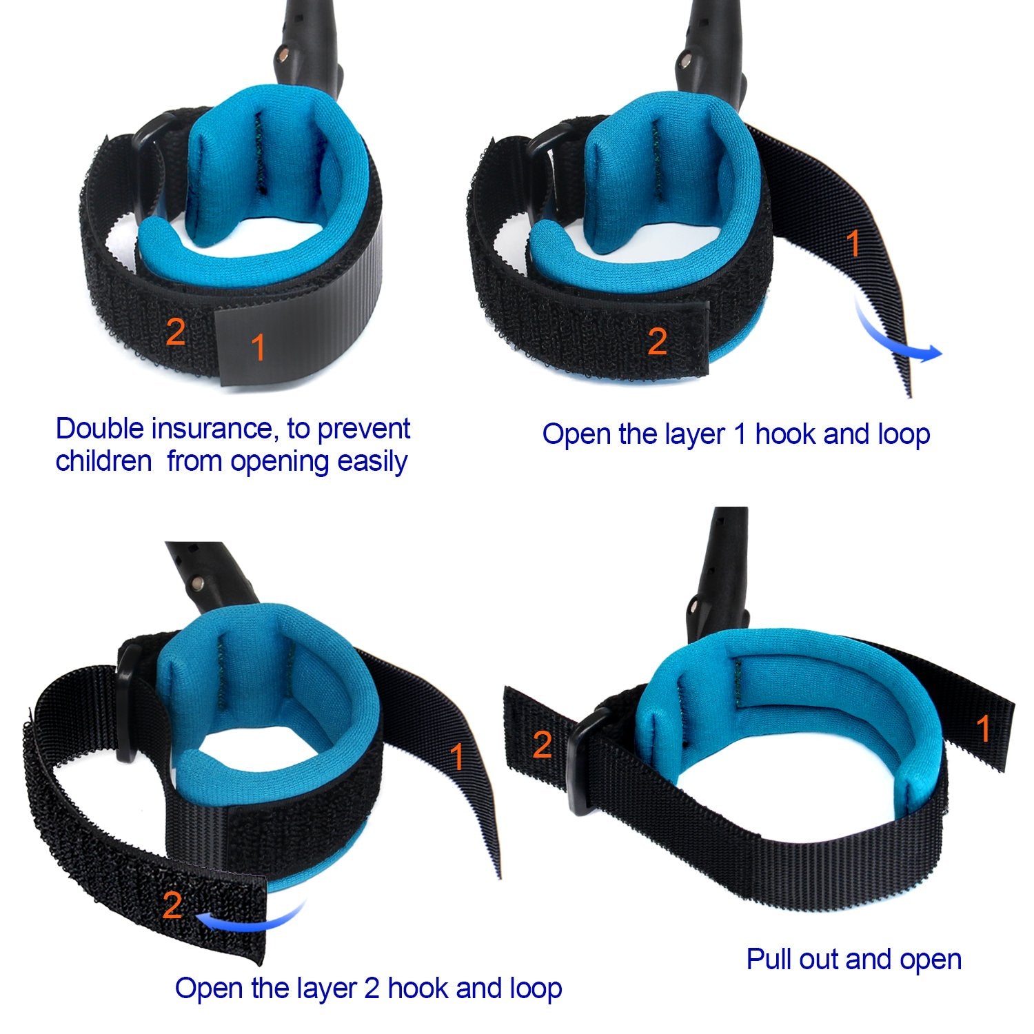 Blisstime Anti Lost Wrist Link usage guide showing safe, supervised wear