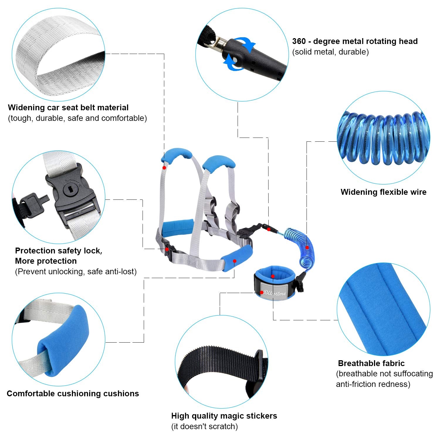 Blisstime soft-padded wrist strap reduces discomfort during wear.
