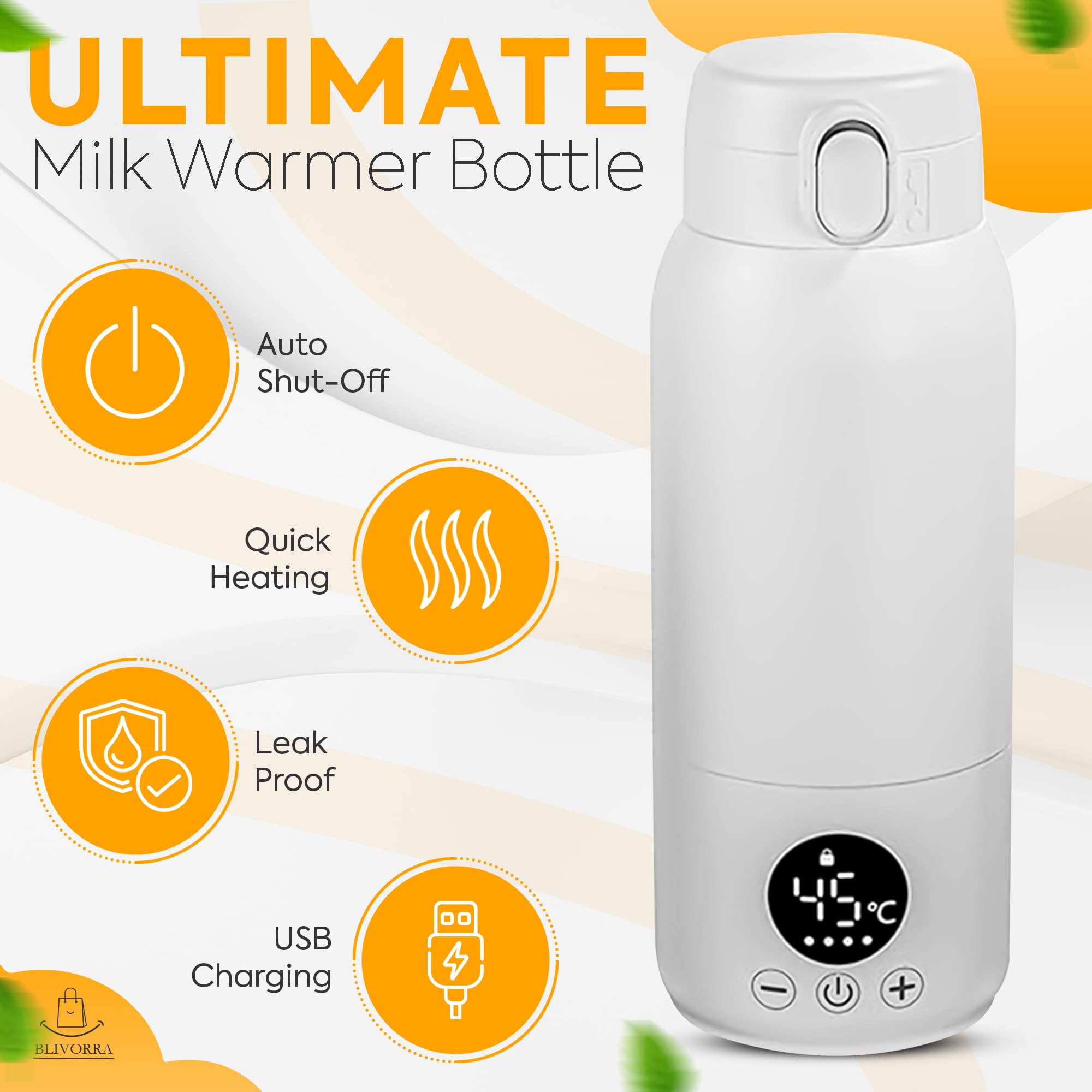 BLIVORRA portable bottle warmer in a travel bag, ready for hotel stays and outings.