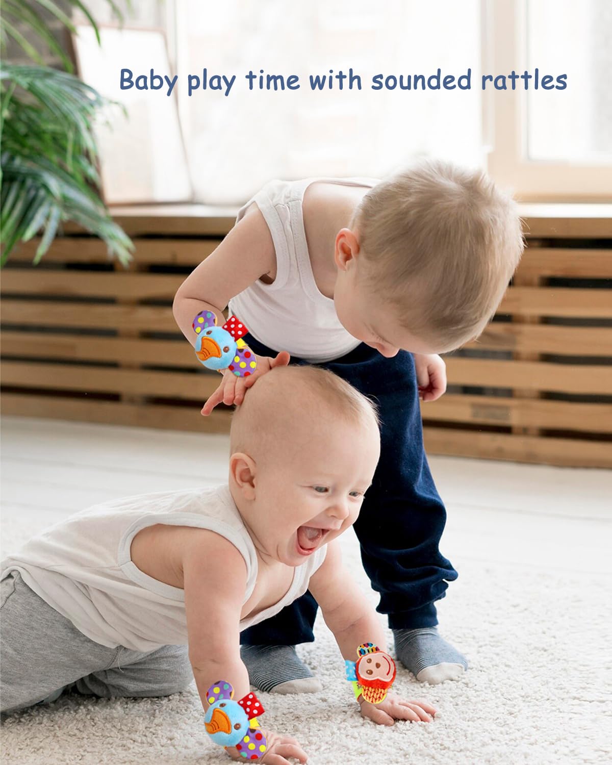 BLOOBLOOMAX infant rattle socks foot finder view encourages movement discovery.