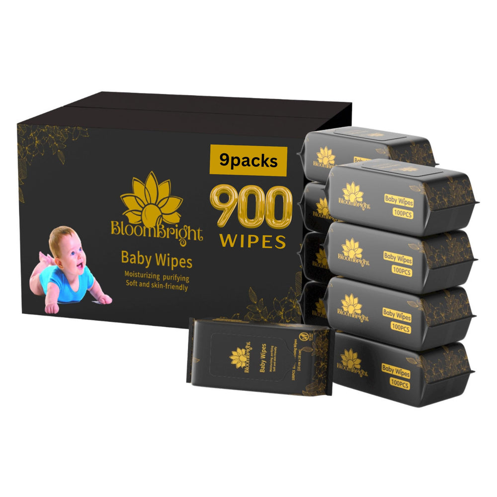 BloomBright Unscented Baby Wipes pack close-up showing gentle cleansing for sensitive skin.