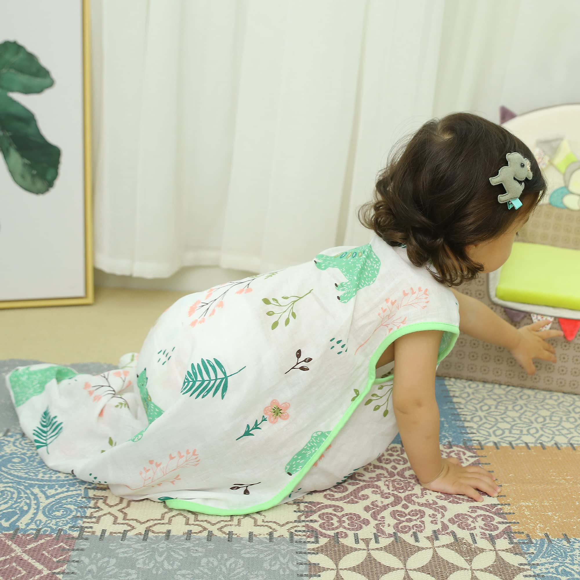 BLOOMSTAR lightweight infant sleep sack worn by baby highlights easy mobility.