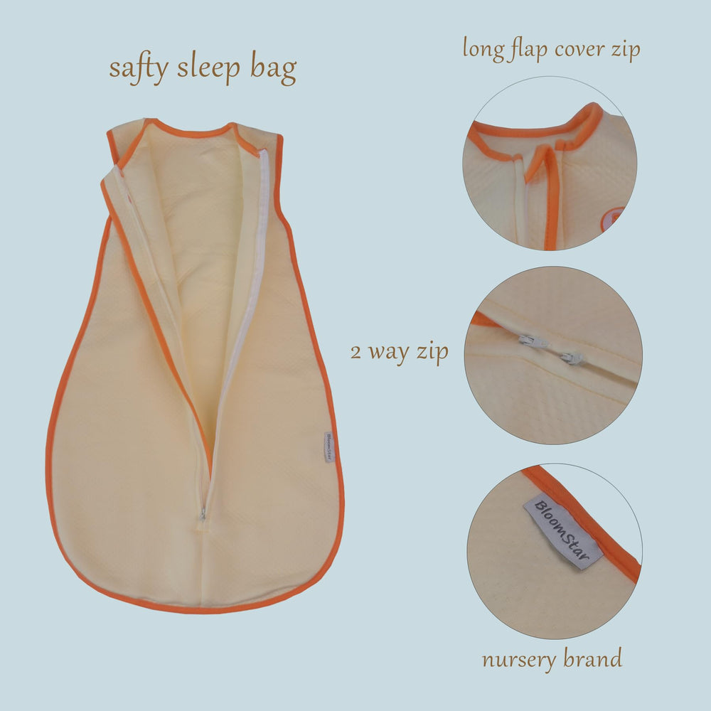 Bloomstar roomy bottom sleep sack supports wiggle and stretch.
