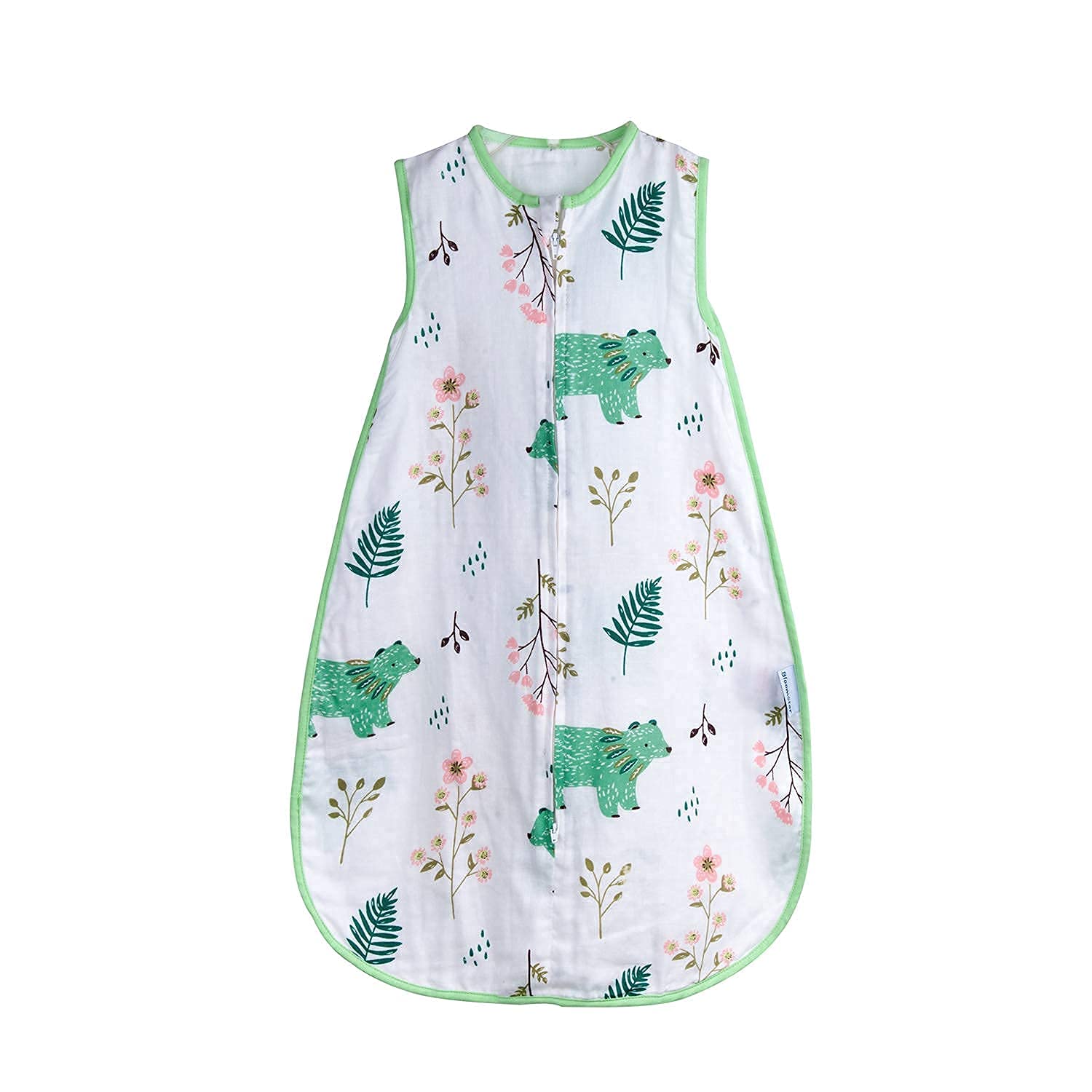 BLOOMSTAR sleeveless summer sleep sack model demonstrates unrestricted movement in warm nights.