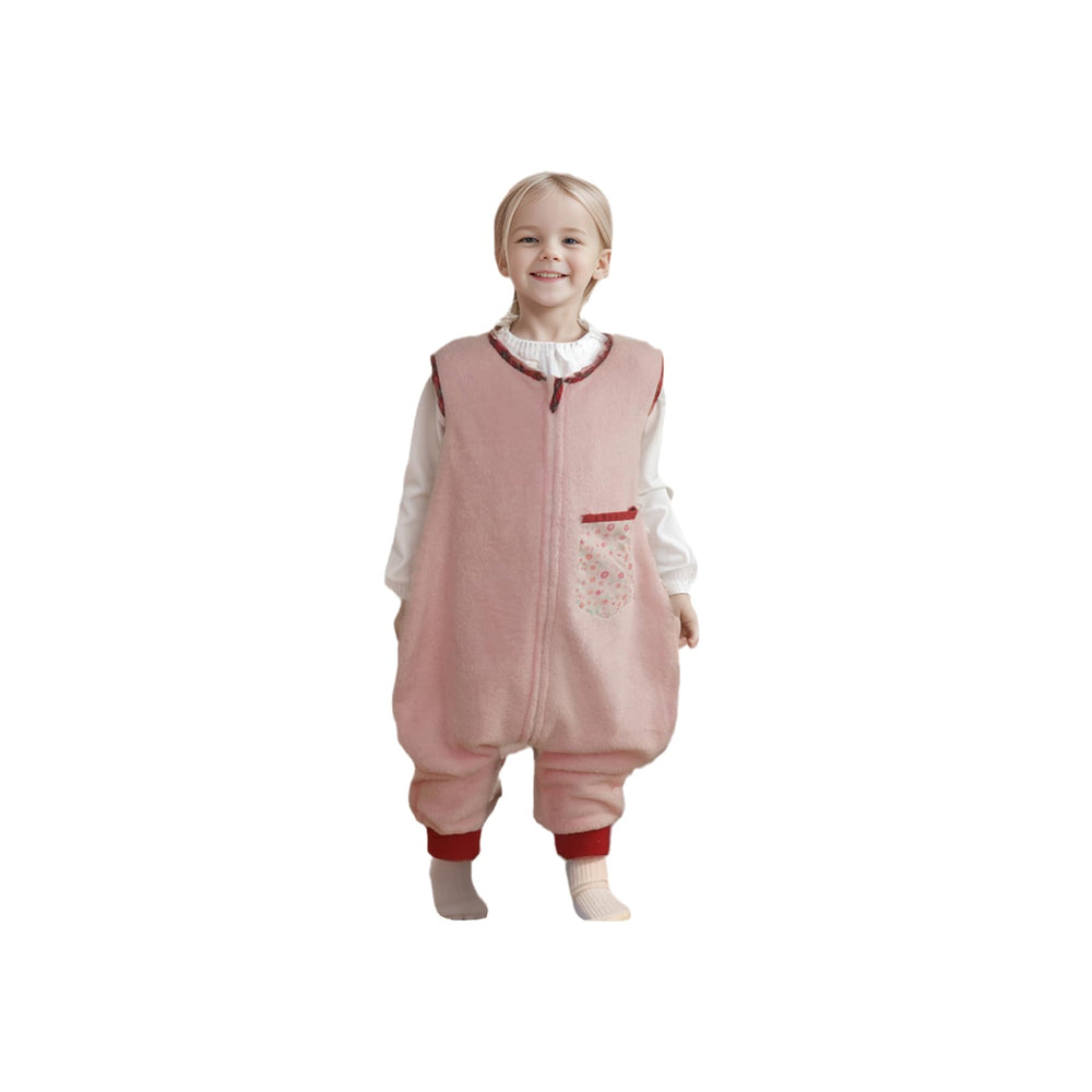 Bloomstar Toddler Sleep Sack with Feet pink front view shows cozy mobility