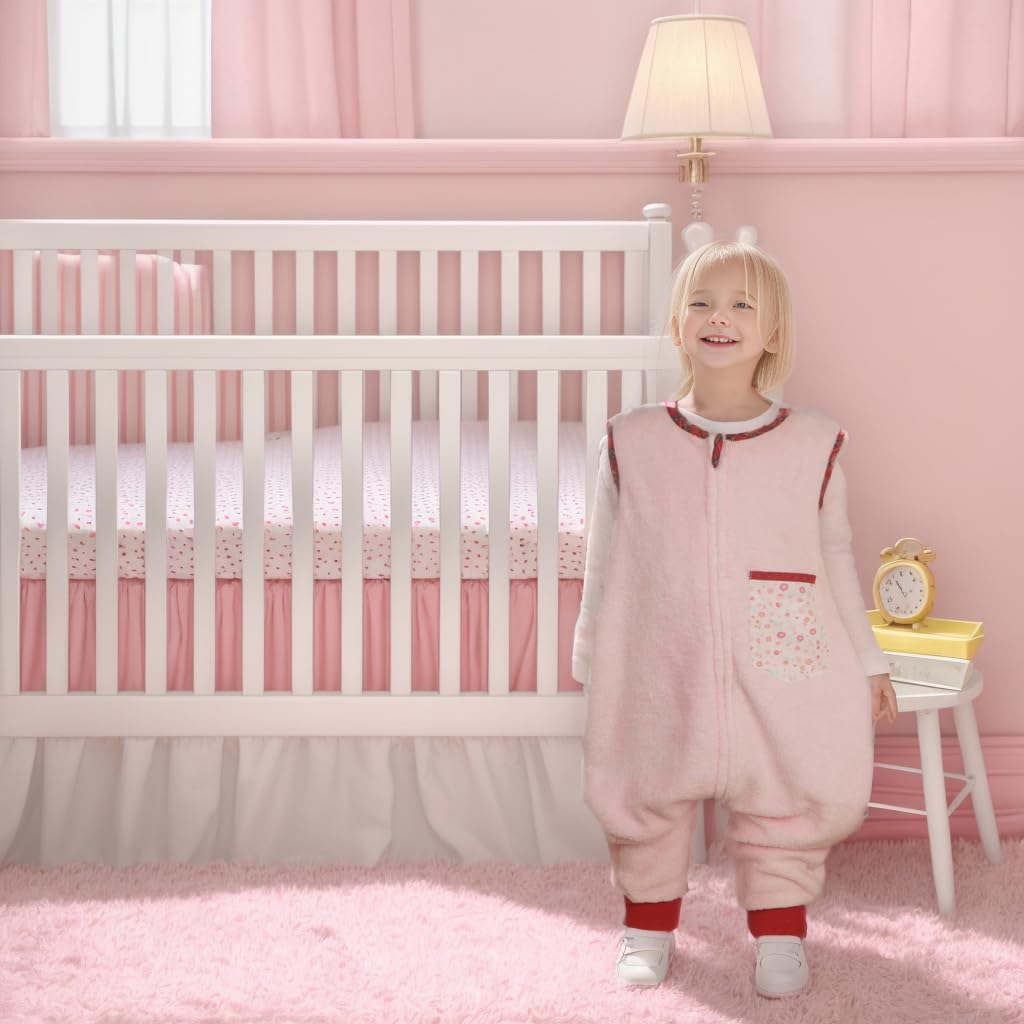 Bloomstar Sleep Sack with Feet pink pocket closeup highlights chest pocket