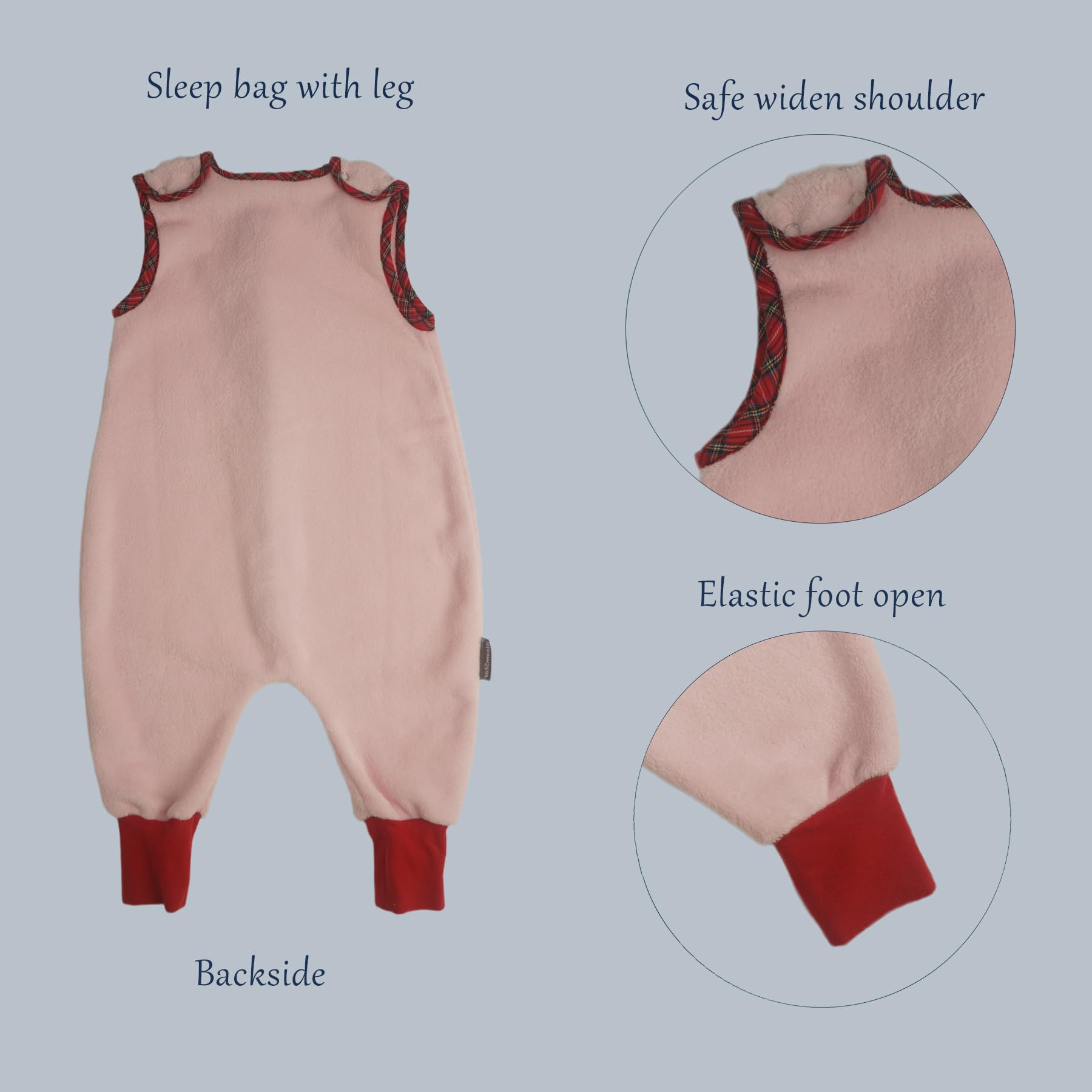 Bloomstar Sleep Sack with Feet shoulder button closeup emphasizes secure fit