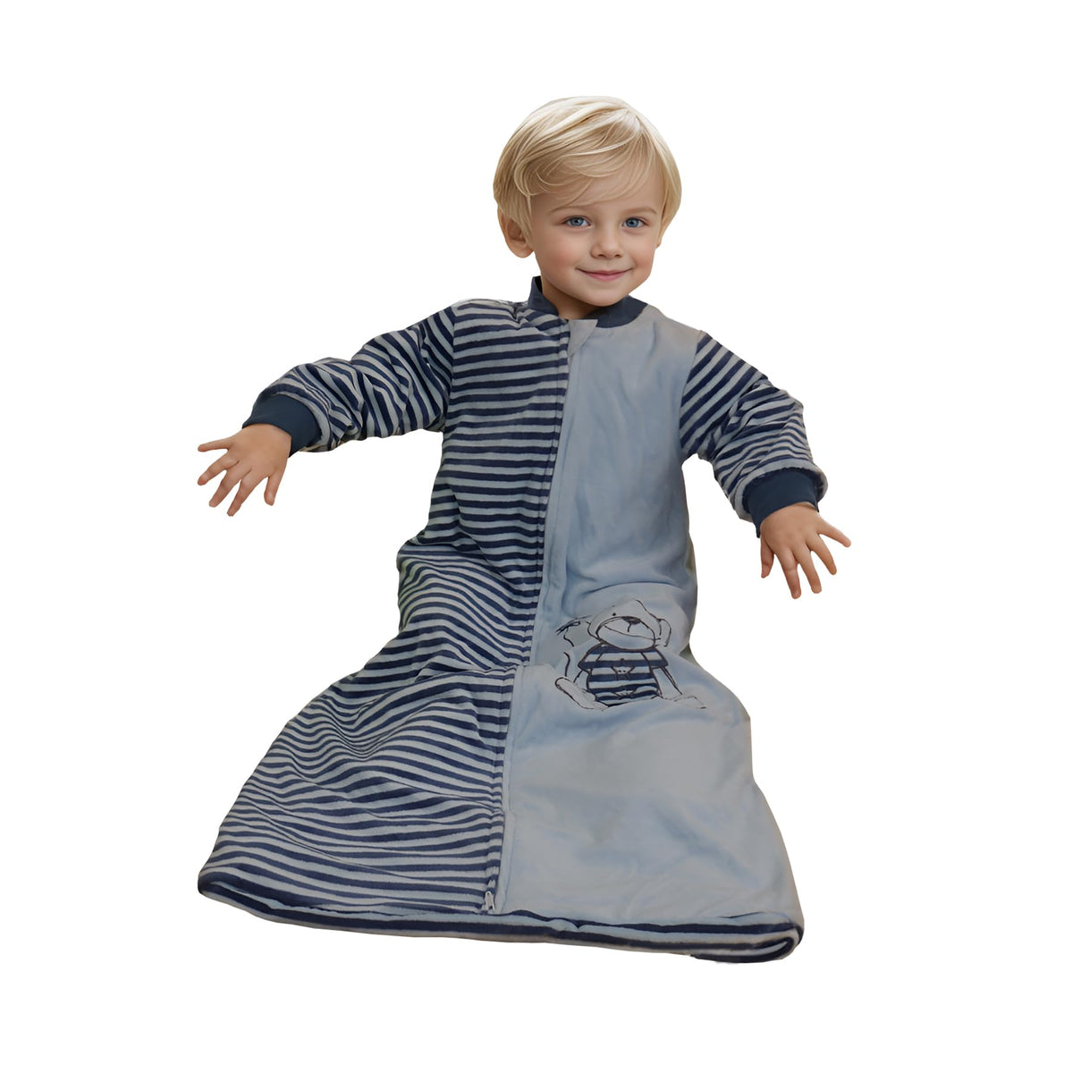 BLOOMSTAR Toddler Sleep Sack front view shows roomy legroom for active sleepers
