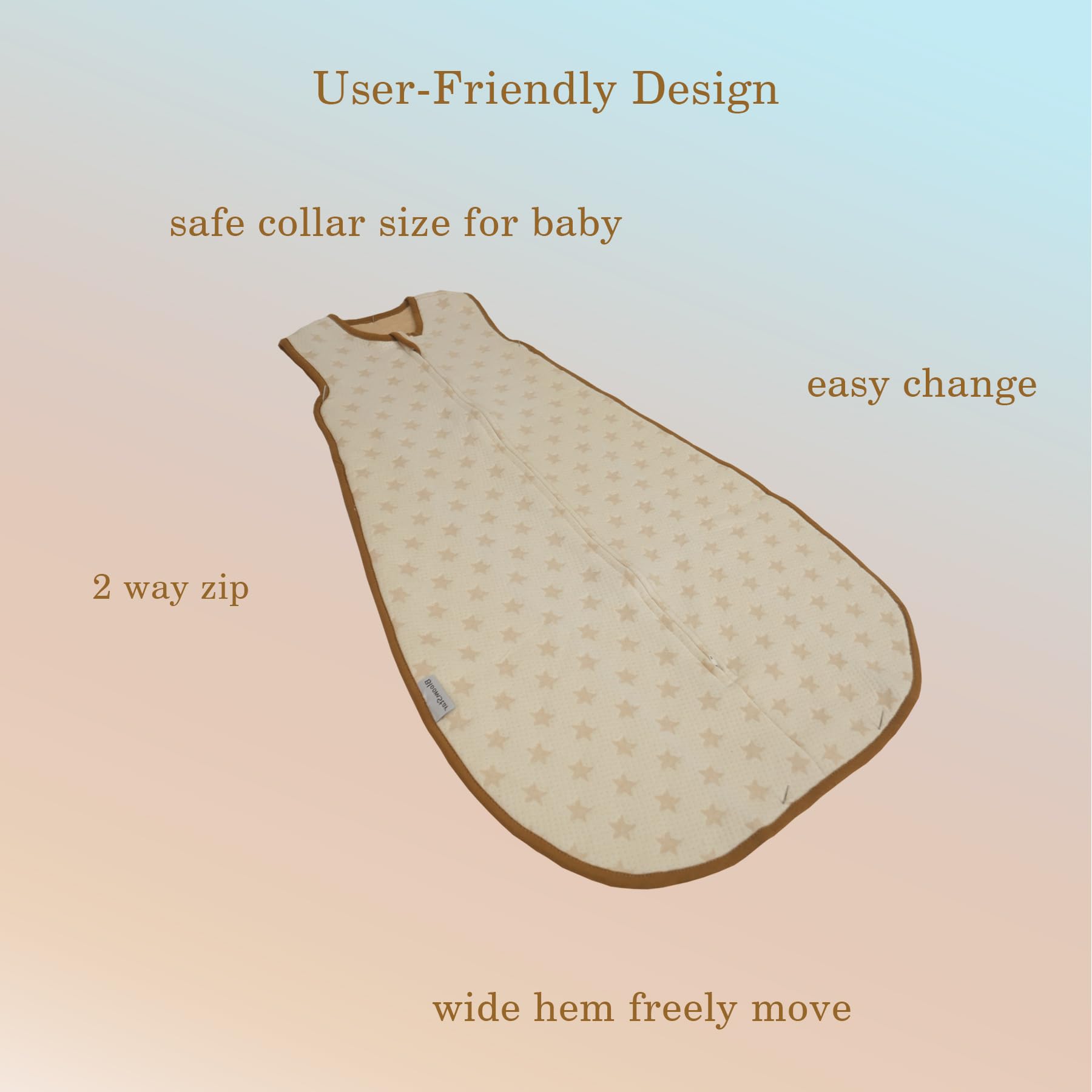 BLOOMSTAR Toddler Sleeping Sack zip-closure supports quick diaper changes.